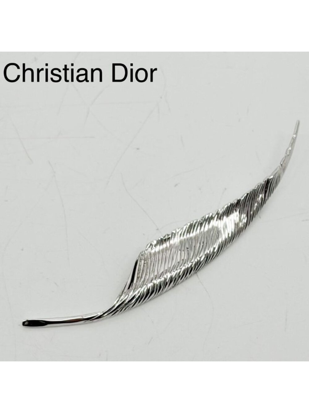Dior Feather Brooch Silver Motif Vintage